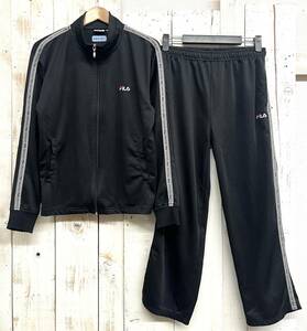  men's sport wear *FILA filler * tape jersey truck top jacket pants setup M size black training 