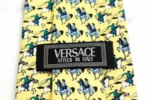 ジャンニ・ヴェルサーチ ブランド ネクタイ 動物柄 人物柄 イタリアデザイン 日本製 シルク メンズ イエロー Gianni Versace_画像4