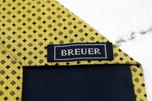 ブリューワー ブランド ネクタイ 格子柄 スクエア柄 シルク フランス製 メンズ イエロー BREUER フランス高級ブランド_画像4