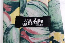 ジャンポールゴルチエ ブランド ネクタイ 総柄 花柄 リーフ柄 シルク メンズ イエロー JEAN-PAUL GAULTIER_画像4