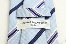 ジョンピアース ブランド ネクタイ シルク ストライプ柄 千鳥格子柄 メンズ ネイビー JOHN PEARSE_画像4