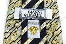 ジャンニ・ヴェルサーチ ブランド ネクタイ シルク ストライプ柄 ドット柄 メドゥーサ メンズ ネイビー Gianni Versace_画像4