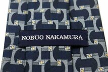 ノブオ ナカムラ ブランドネクタイ ドット パネル柄 小紋柄 シルク 日本製 メンズ ネイビー NOBUO NAKAMURA_画像4