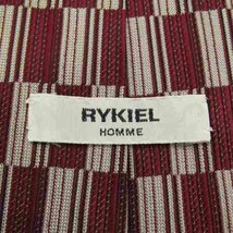 【美品】 リキエル RYKIEL チェック柄 シルク 小紋柄 ライン柄 日本製 メンズ ネクタイ レッド_画像4