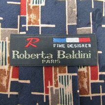 ロベルタバルディーニ ブランド ネクタイ シルク チェック ドット 花柄 未使用タグ付 メンズ ネイビー Roberta Baldini_画像4