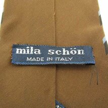 ミラショーン mila schon ペイズリー シルク 小紋柄 ストライプ柄 イタリア製 メンズ ネクタイ ブラウン_画像4