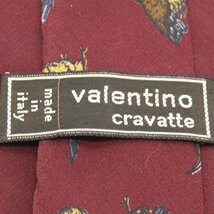 【美品】 ヴァレンティノ VALENTINO 動物柄 シルク 総柄 イタリア製 鳥 メンズ ネクタイ レッド_画像4