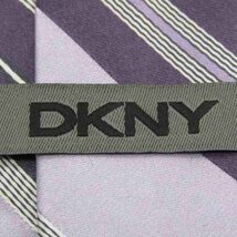 ダナキャラン DKNY ストライプ柄 シルク ライン柄 アメリカ製 リバース柄 メンズ ネクタイ パープル_画像4