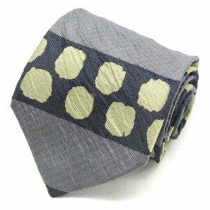  Issey Miyake ISSEY MIYAKE border pattern silk fine pattern pattern made in Japan men's necktie gray 