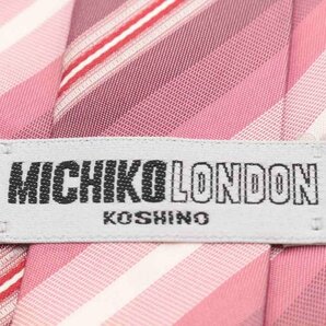 【良品】 ミチコロンドンコシノ MICHIKO LONDON KOSHINO ストライプ柄 シルク ライン柄 日本製 メンズ ネクタイ ピンクの画像5