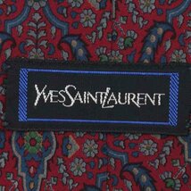 【良品】 イヴサンローラン Yves Saint Laurent YSL 小紋柄 シルク 花柄 ボタニカル柄 YSL 高級 メンズ ネクタイ レッド_画像5