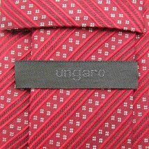 【美品】 ウンガロ ungaro ストライプ柄 シルク ライン柄 小紋柄 イタリア製 メンズ ネクタイ レッド_画像4