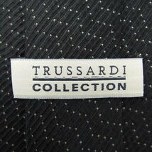 【美品】 トラサルディ TRUSSARDI ドット柄 シルク ライン柄 伊製生地 イタリア製 メンズ ネクタイ ブラック_画像4