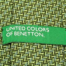 【美品】 ベネトン BENETTON 小紋柄 シルク 格子柄 日本製 メンズ ネクタイ グリーン_画像4