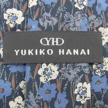 ユキコハナイ ブランドネクタイ 総柄 花柄 リーフ柄 シルク 日本製 メンズ ネイビー YUKIKO HANAI_画像4