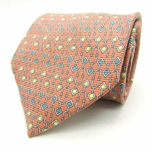 [ superior article ] Lancel LANCEL fine pattern pattern silk chain pattern total pattern men's necktie orange 