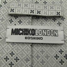 【良品】 ミチコロンドンコシノ MICHIKO LONDON KOSHINO 小紋柄 シルク 総柄 格子柄 メンズ ネクタイ グレー_画像4