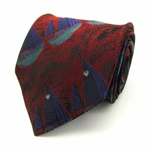 [ superior article ] Moschino Moschino total pattern silk fine pattern pattern boat Italy made men's necktie red 