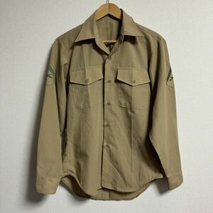 【美品】米軍実物 USMC 長袖 オフィサードレスシャツ 腕章 一等兵 M 海兵隊　アメリカ　15-34