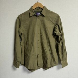 【人気】【美品】THE NORTH FACE PURPLE LABEL NTW3052N nanamica カーキ　長袖シャツ　ws