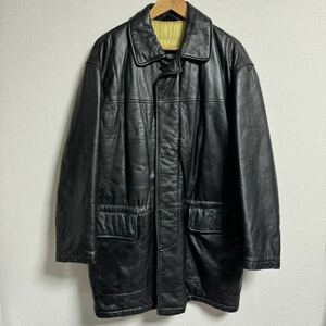 【古着】90s HARRY&MOORE レザージャケット　ブラック　48Lサイズ位 イタリア製　常田　ヴィンテージ
