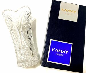 美品 KAMEI カメイガラス フラワーベース クリア 花瓶 花器 花入れ レトロ 23cm