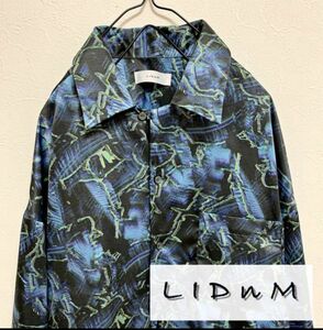 美品 LIDNM げんじ ビックシルエット 柄シャツ 総柄 韓国風