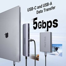 UGREEN USB-Cハブ 7-IN-1 USB ハブ Type-C PD100W急速充電 USB-C 5Gbps高速転送 4K HDMIハブ USB 3.0 2ポート拡張 SD_画像6