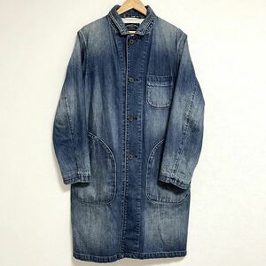 ★AUTHENTIC WEAR オーセンティックウェア★UNITED ARROWS デニム コート アウター コットン ダメージ 加工 ブルー メンズ サイズL/DD6769