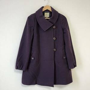 *KUMIKYOKUk Miki .k* Kumikyoku coat outer garment outer wool autumn winter clean . casual soft purple purple lady's size 3/DD6906