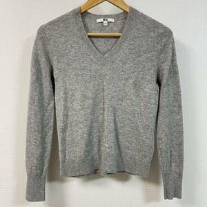 ★UNIQLO ユニクロ ★セーター カシミヤ トップス 上着 Vネック プルオーバー 長袖 美品 グレー サイズS /TT6928