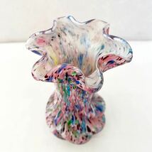 clichy クリシー オパリンガラス 花瓶 フラワーベース ガラス フランス アンティーク ヴィンテージ インテリア 1900年代　フリル 19cm_画像2