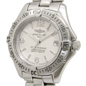  Breitling Colt Ocean n Date quartz QZ A77350 Chrono meter lady's COLT white face BREITLING