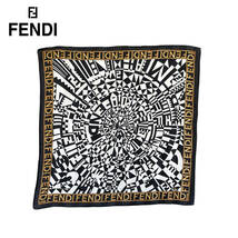 【980円スタート】 フェンディ 小判スカーフ ストール ハンカチ ショール 綿 コットン ロゴ Fendi SK0003_画像1