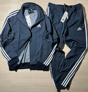 adidas■アディダス〔L〕24/7 AEROREADY デニム 上下 セット ダブルニット ジャケット テーパード パンツ ネイビー 三本ライン23'秋冬