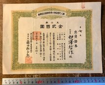 RR-5607 ■送料込■ 山梨県 東八千代郡金物小売商業組合 出資證券 五口券 金二百円 出資券 証書 資料 古書 古文書 昭和15年 印刷物/くKAら_画像1