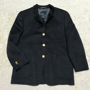 希少 ロロピアーナ Loro Piana カシミヤ100 テーラードジャケット ブラック 黒 金ボタン カシミア ダブルフェイス 大きいサイズ 上品