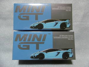 未開封新品 MINI GT 494 LB-Silhouette WORKS Lamborghini Aventador GT EVO Baby Blue 左右ハンドル 2台組