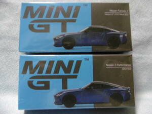 未開封新品 MINI GT 452 Nissan Fairlady Z Version ST 2023 Seiran Blue & 453 Nissan Z Performane Seiran Blue 左右ハンドル 2台組
