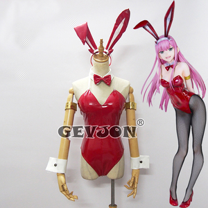  costume play clothes Halloween costume Leotard PU compound leather Bunny fancy dress DARLING in the FRANXX02 bunny girl rabbit girl red set 