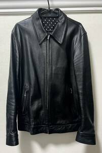 WACKO MARIA　ワコマリア 裏地ドット柄　シングルレザー　ライダースジャケット　LEATHER JKT 牛革　ステアハイド　XL