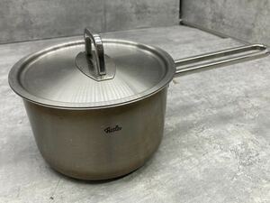 11ta87 フィスラー片手鍋 16cm 中古現状品 ステンレス 蓋付き FISSLER 調理器具 家庭用 ドイツ製