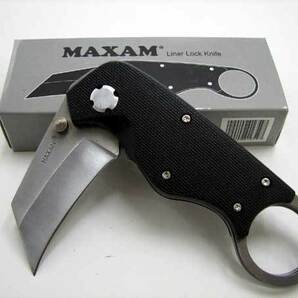 【即落送料込み】渓流釣り、登山、キャンプに MAXAM 実用的なフォールディング ナイフSKHOLE ライナーロック、ポケットクリップ付きの画像3