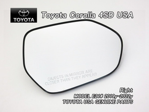 カローラE21#/TOYOTA/トヨタCOROLLAセダン純正USドアミラーガラス右側(BSM無)/USDM北米仕様E210系4ドア英文字入りミラーレンズ右USA鏡面