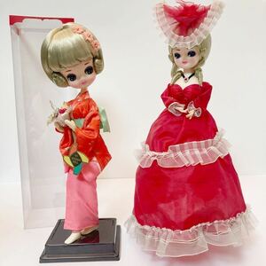 レトロ　ポーズ人形　２体　HEKINAN DOLL 和服 着物　ドレス　赤