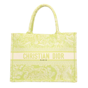 クリスチャンディオール ブックトート ミディアム トートバッグ キャンバス グリーン レディース Christian Dior 中古