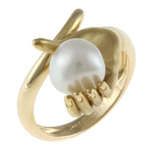  Carrera y Carrera Carrera y Carrera ring ring 11 number 18 gold K18 yellow gold kesi pearl lady's used beautiful goods 