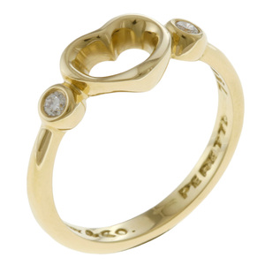 ティファニー オープンハート リング 指輪 8号 18金 K18イエローゴールド ダイヤモンド中古 美品