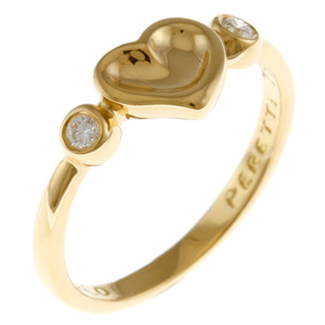 Тиффани закрыто сердечное кольцо кольца № 9 18 Золото k18 Золотой бриллиант Используется