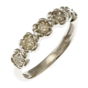 リング 指輪 10.5号 花 フラワー Pt900プラチナ ダイヤモンド 0.50ct中古 美品